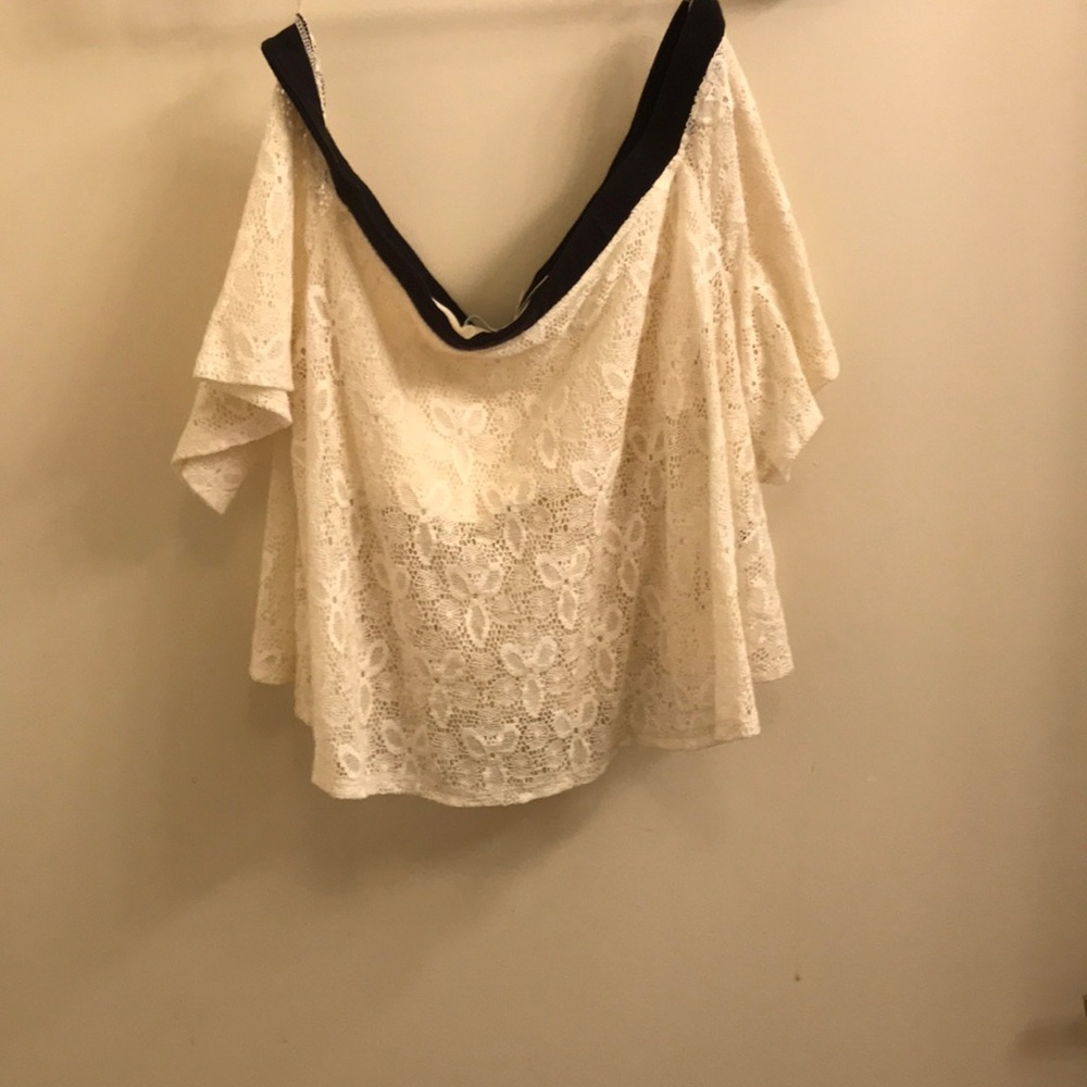Off The Shoulder Lace White Crop